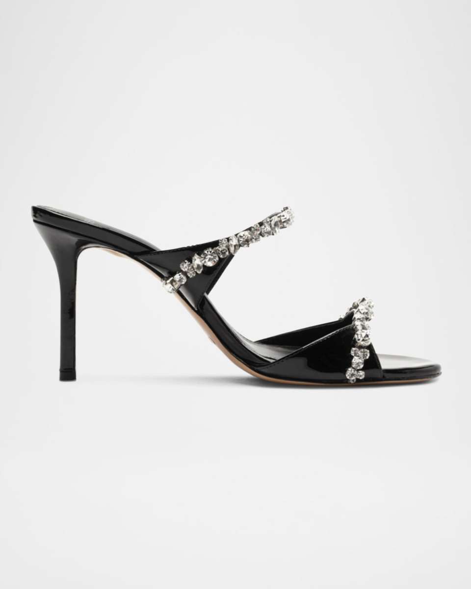 Gianna Patent Leather Crystal Two-Band Sandals